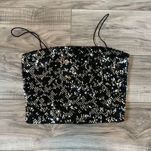 Garage cropped sequin top NWT